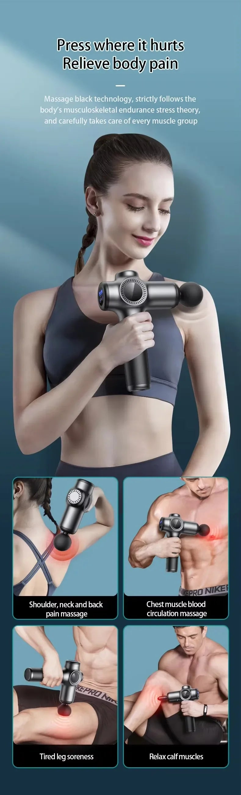 Electric Handheld Muscle Massage Gun - Wellness and Tech
