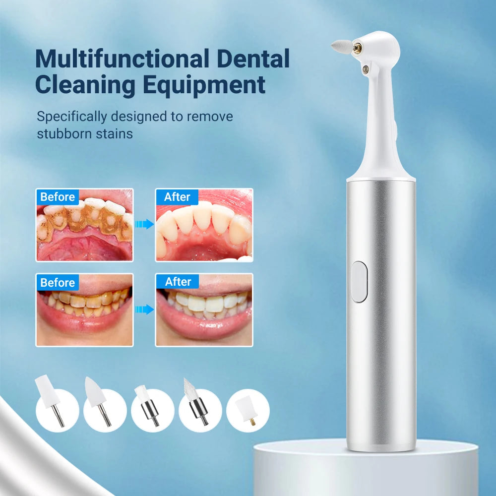 Electric Teeth Polisher 8pcs Replaceable Heads Dental Scaler Tartar Stain Plaque Remover Tooth Cleaner Whitener Oral Care - Wellness and Tech