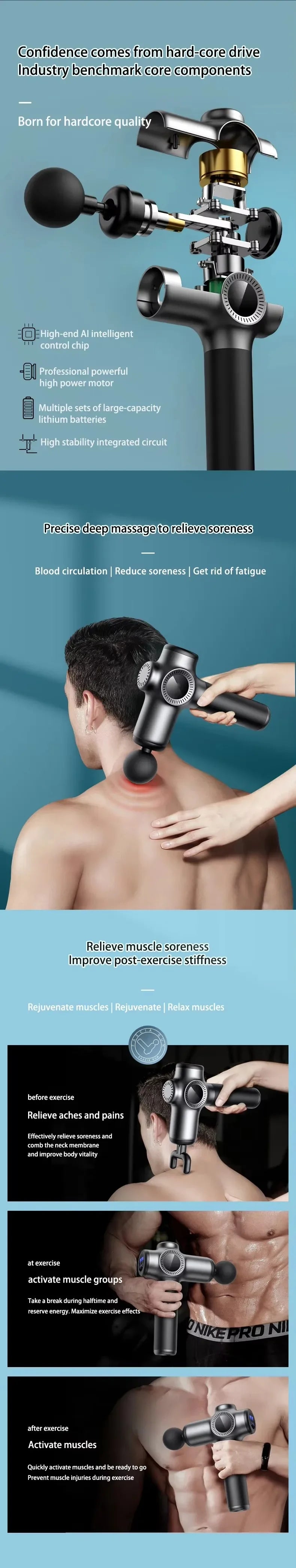 Electric Handheld Muscle Massage Gun - Wellness and Tech