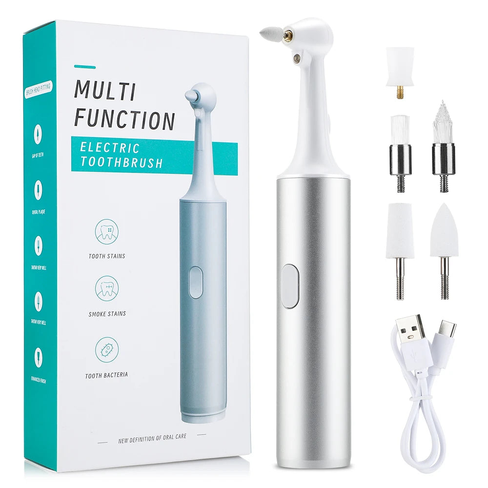 Electric Teeth Polisher 8pcs Replaceable Heads Dental Scaler Tartar Stain Plaque Remover Tooth Cleaner Whitener Oral Care - Wellness and Tech