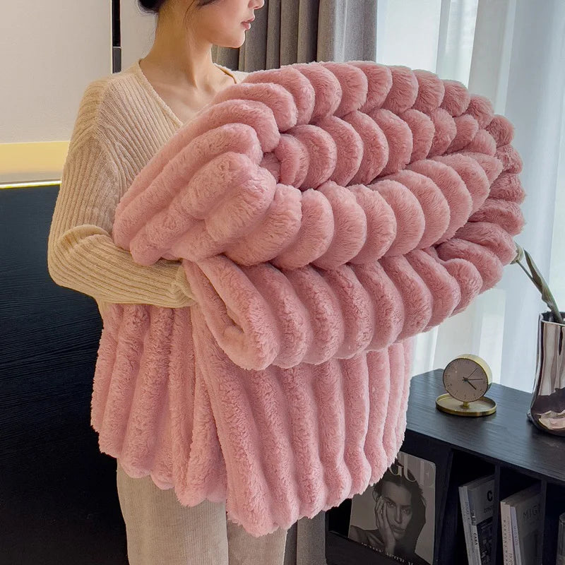 1 Pc ROSEKIND Blankets 3 Size for Bed, Soft & Warm Fleece Blanket