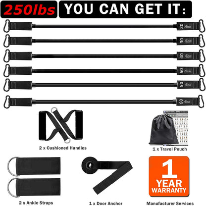 300LBS Fitness Resistance Bands Set - Wellness and Tech