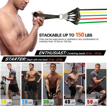 300LBS Fitness Resistance Bands Set - Wellness and Tech