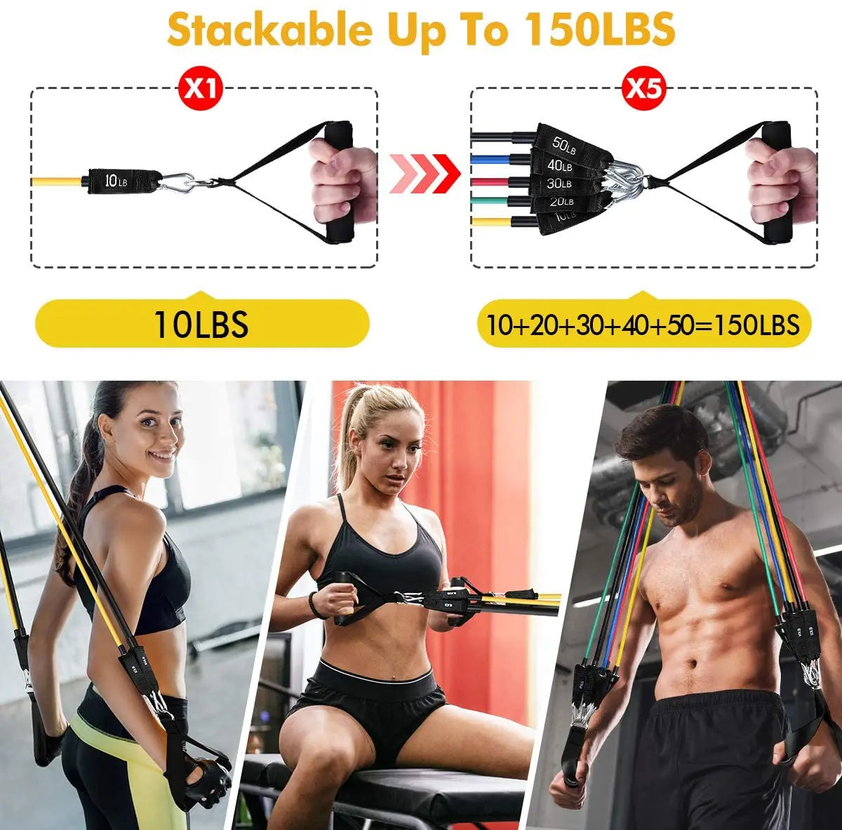 300LBS Fitness Resistance Bands Set - Wellness and Tech
