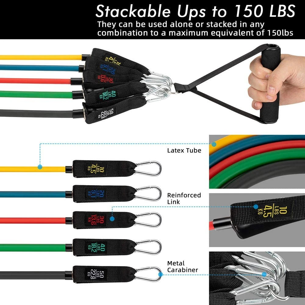 300LBS Fitness Resistance Bands Set - Wellness and Tech