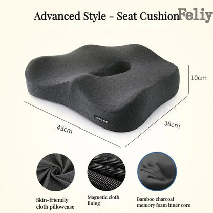 Memory Foam Office Chair Cushion Car Seat Support Waist Pillow Massage Lumbar Orthopedic Pillow Buttock Coccyx Cushion Back Pads - Wellness and Tech