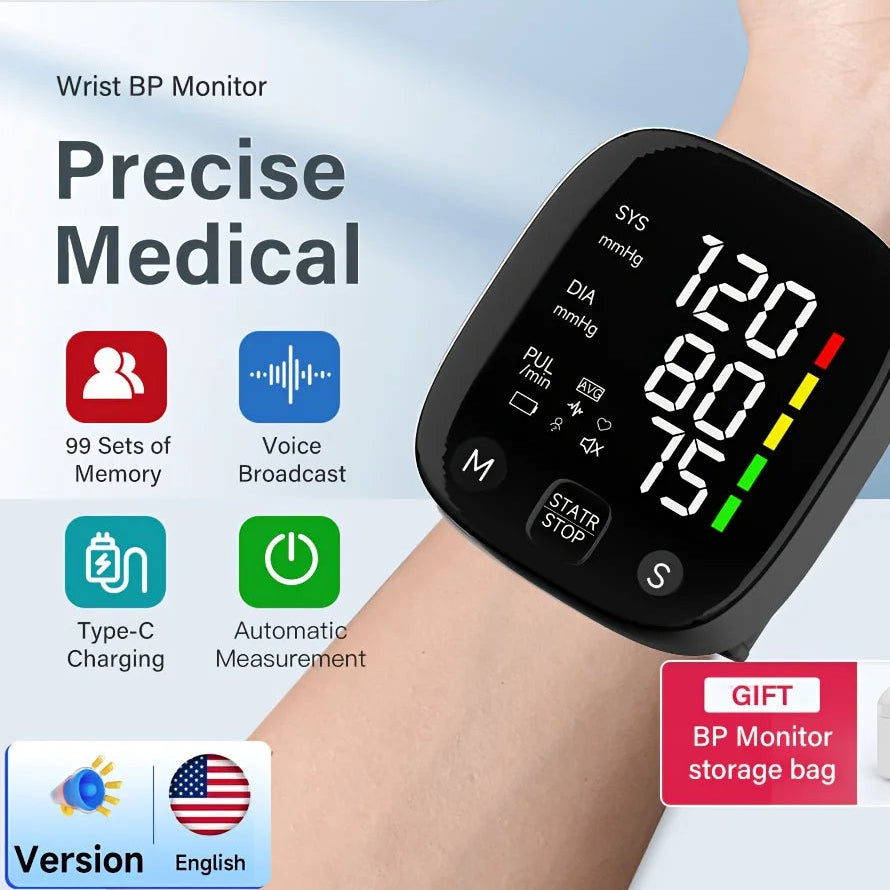 Large Screen Rechargeable Digital Wrist Blood Pressure Monitor