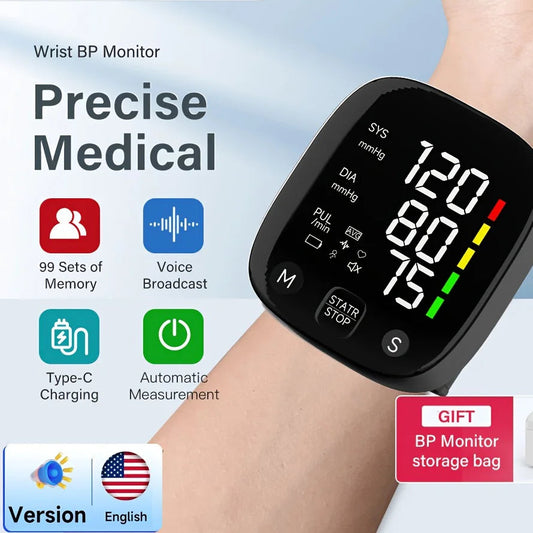 Large Screen Rechargeable Digital Wrist Blood Pressure Monitor