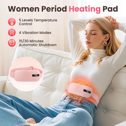 Women Menstrual Heating Pads Effective Hot Compress Period Relief Belt Rechargeable Heated Waist Massager Gifts for Female - Wellness and Tech