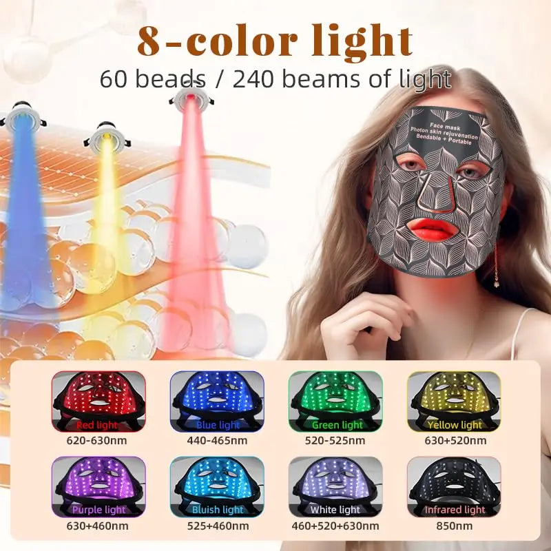 8 Colours Facial and Neck LED Mask - Wellness and Tech