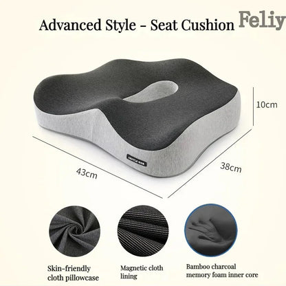Memory Foam Office Chair Cushion Car Seat Support Waist Pillow Massage Lumbar Orthopedic Pillow Buttock Coccyx Cushion Back Pads - Wellness and Tech