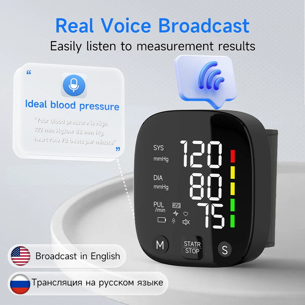 Large Screen Rechargeable Digital Wrist Blood Pressure Monitor