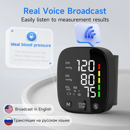 Large Screen Rechargeable Digital Wrist Blood Pressure Monitor