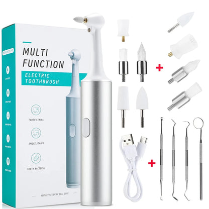 Electric Teeth Polisher 8pcs Replaceable Heads Dental Scaler Tartar Stain Plaque Remover Tooth Cleaner Whitener Oral Care - Wellness and Tech