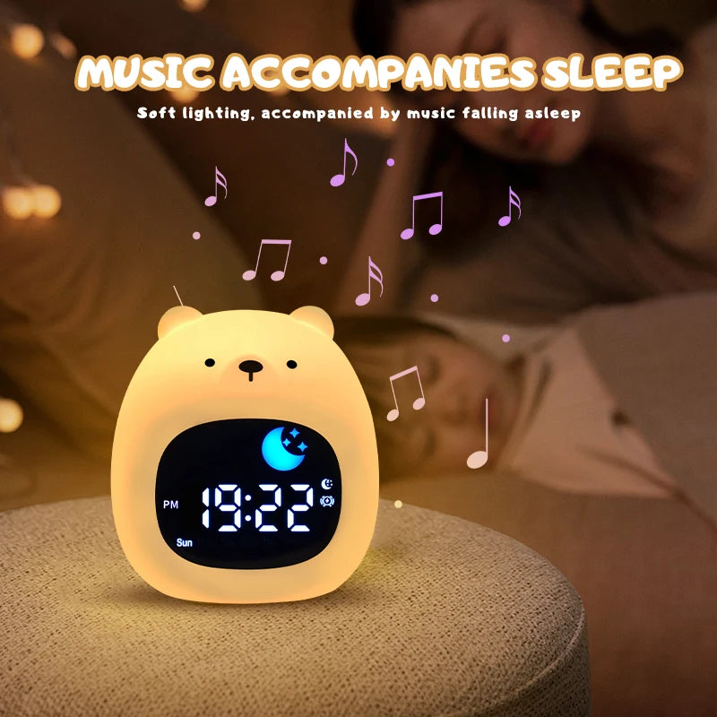Night Light Clock | Musical Alarm Clock | Led Night Table Light Children Sleep Training