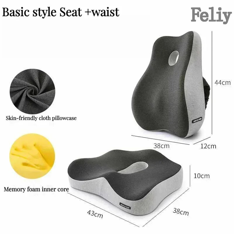 Memory Foam Office Chair Cushion Car Seat Support Waist Pillow Massage Lumbar Orthopedic Pillow Buttock Coccyx Cushion Back Pads - Wellness and Tech