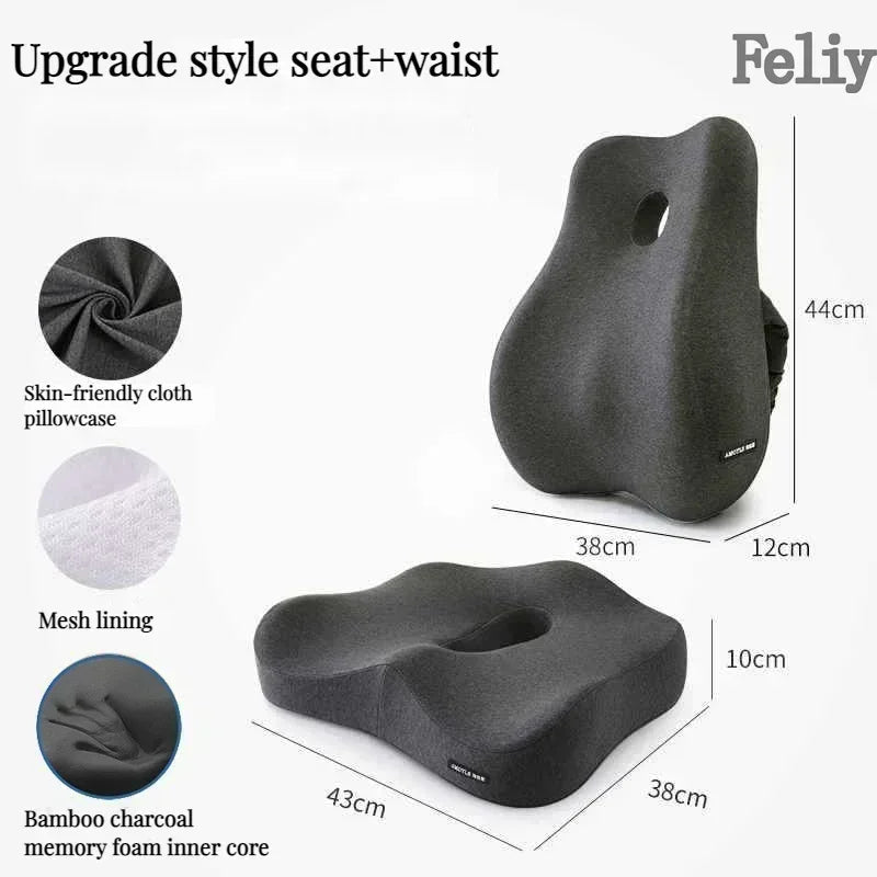 Memory Foam Office Chair Cushion Car Seat Support Waist Pillow Massage Lumbar Orthopedic Pillow Buttock Coccyx Cushion Back Pads - Wellness and Tech