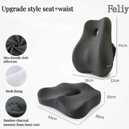 Memory Foam Office Chair Cushion Car Seat Support Waist Pillow Massage Lumbar Orthopedic Pillow Buttock Coccyx Cushion Back Pads - Wellness and Tech