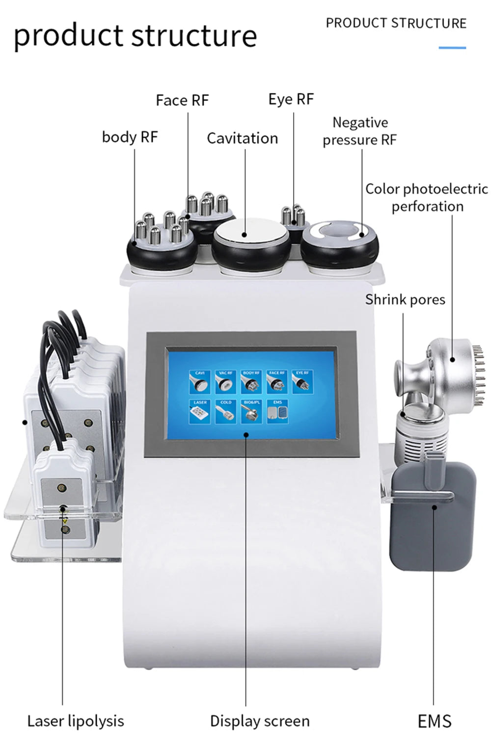 Newest 9 In 1 Lipolaser Cavitation Slimming Machine - RF Skin Lifting Radio Frequency - Wellness and Tech