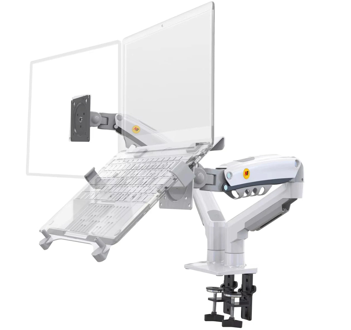 360 Degree Gas Spring Desktop Dual Arm for 17-27 inch monitor | 10-17 inch laptop