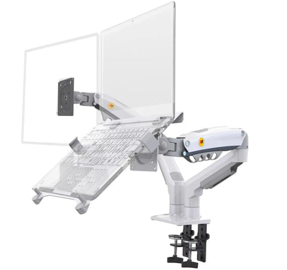 360 Degree Gas Spring Desktop Dual Arm for 17-27 inch monitor | 10-17 inch laptop