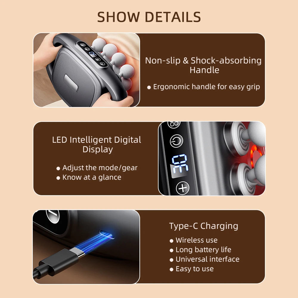 16 Head Fascia Gun High Frequency Vibration Body Massage Machine - Wellness and Tech