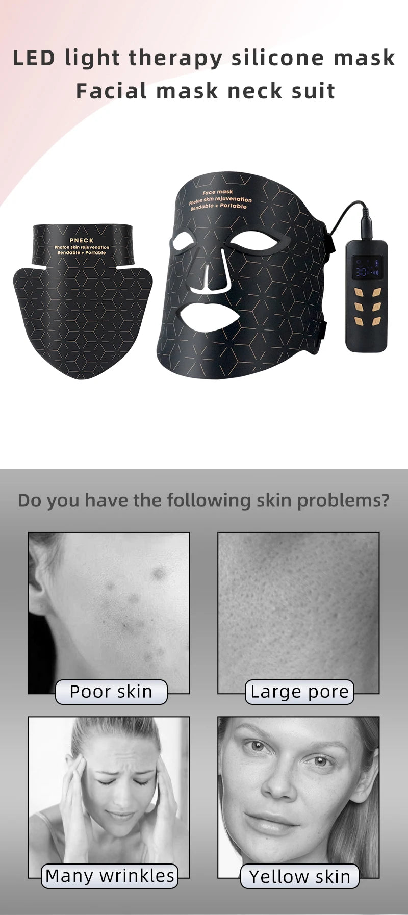 Silicone Infrared Red Light Therapy Face Mask for Skin Care Face Anti-aging - 4 Colours - Wellness and Tech