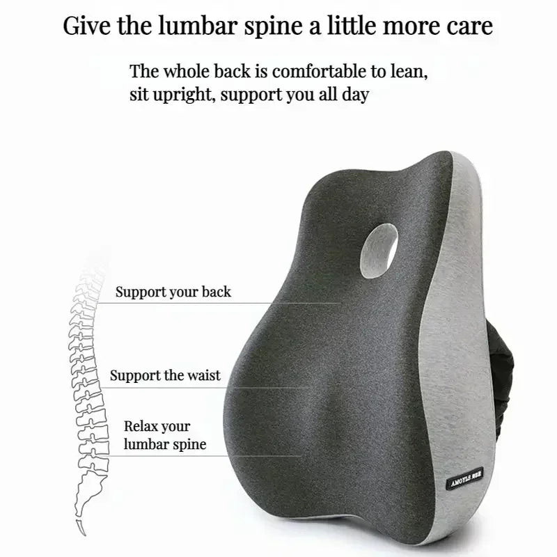 Memory Foam Office Chair Cushion Car Seat Support Waist Pillow Massage Lumbar Orthopedic Pillow Buttock Coccyx Cushion Back Pads - Wellness and Tech
