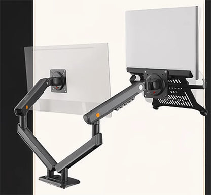 360 Degree Gas Spring Desktop Dual Arm for 17-27 inch monitor | 10-17 inch laptop