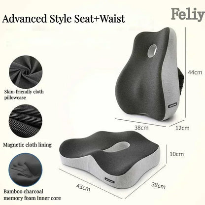 Memory Foam Office Chair Cushion Car Seat Support Waist Pillow Massage Lumbar Orthopedic Pillow Buttock Coccyx Cushion Back Pads - Wellness and Tech