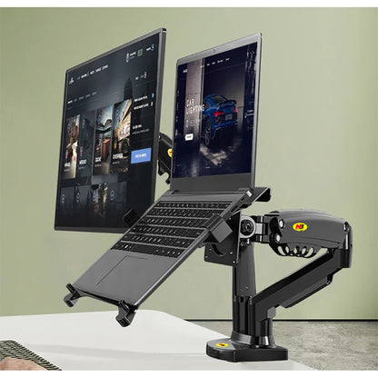 360 Degree Gas Spring Desktop Dual Arm for 17-27 inch monitor | 10-17 inch laptop