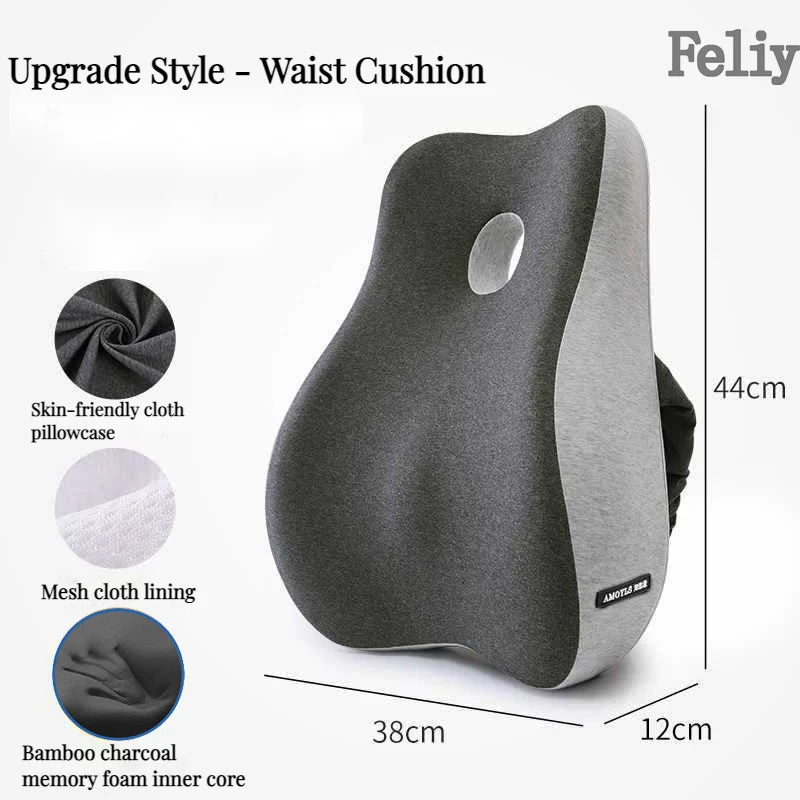 Memory Foam Office Chair Cushion Car Seat Support Waist Pillow Massage Lumbar Orthopedic Pillow Buttock Coccyx Cushion Back Pads - Wellness and Tech