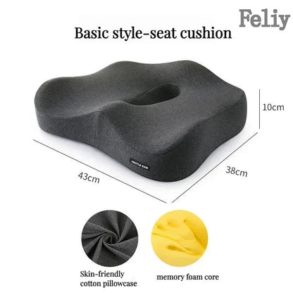 Memory Foam Office Chair Cushion Car Seat Support Waist Pillow Massage Lumbar Orthopedic Pillow Buttock Coccyx Cushion Back Pads - Wellness and Tech