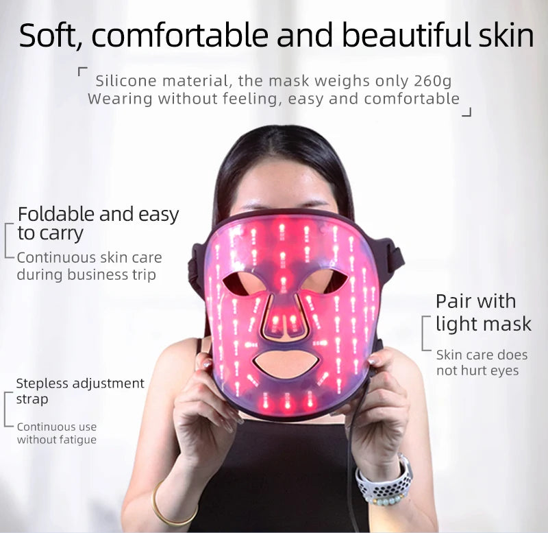 Silicone Infrared Red Light Therapy Face Mask for Skin Care Face Anti-aging - 4 Colours - Wellness and Tech
