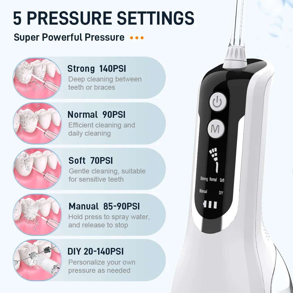 Adult Portable Oral Irrigator - Water Flosser - Wellness and Tech