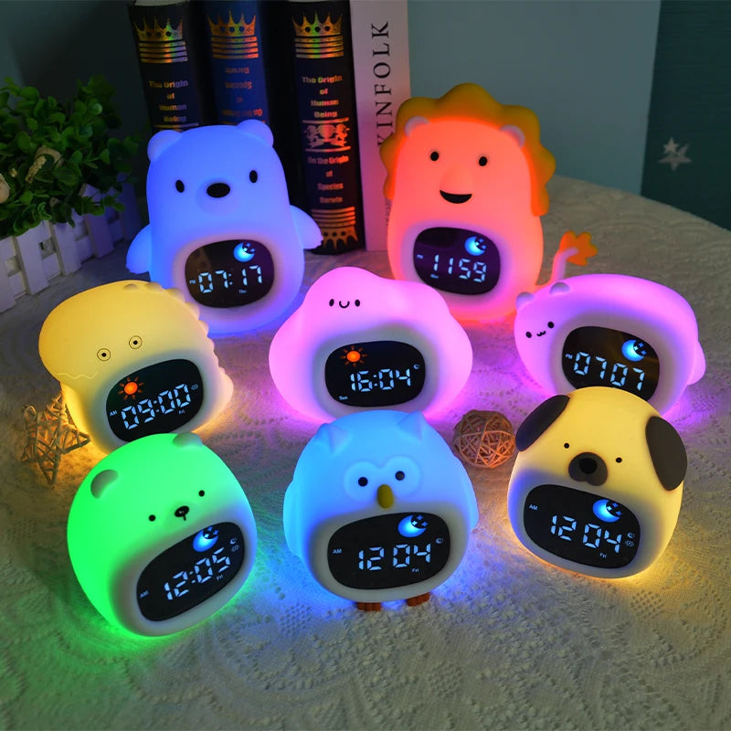 Night Light Clock | Musical Alarm Clock | Led Night Table Light Children Sleep Training