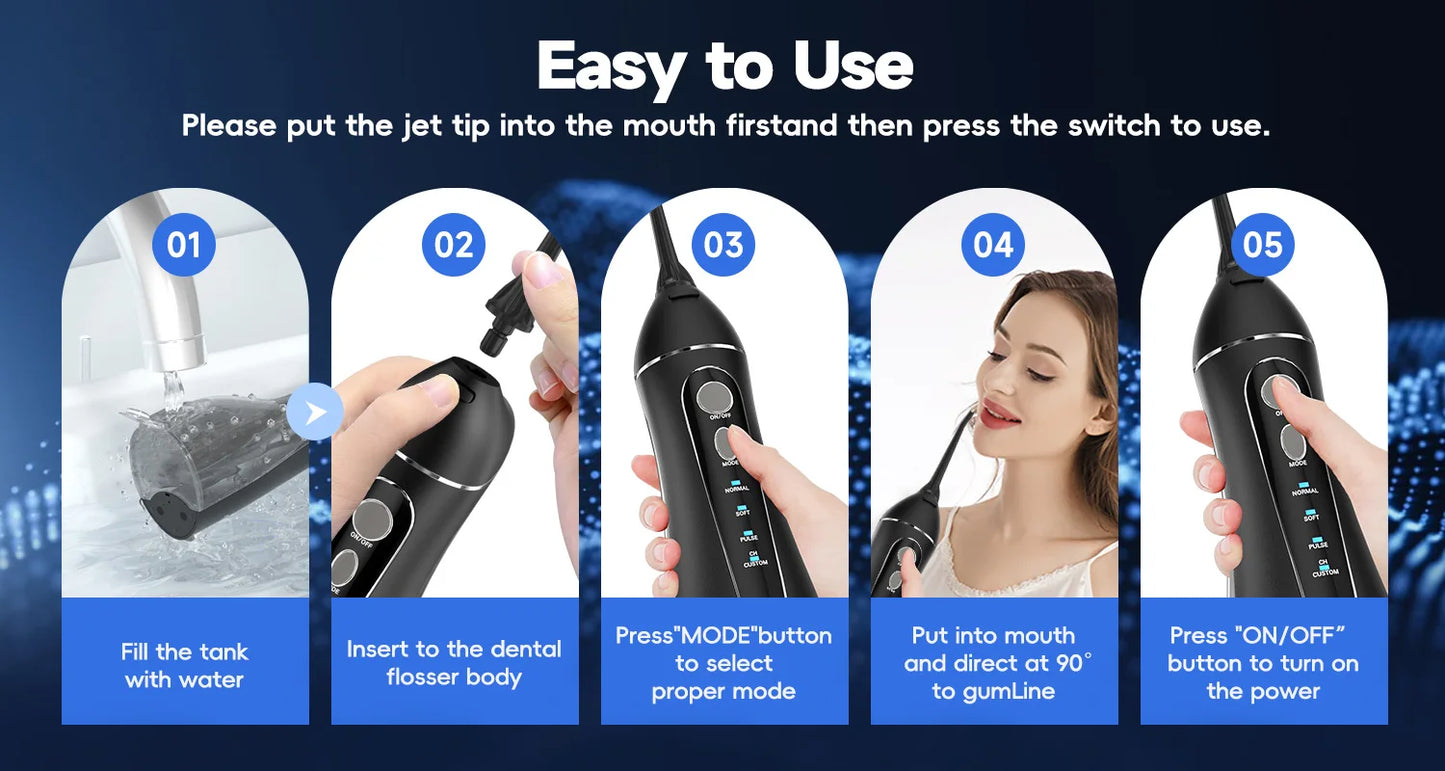 Adult Portable Oral Irrigator - Water Flosser - Wellness and Tech