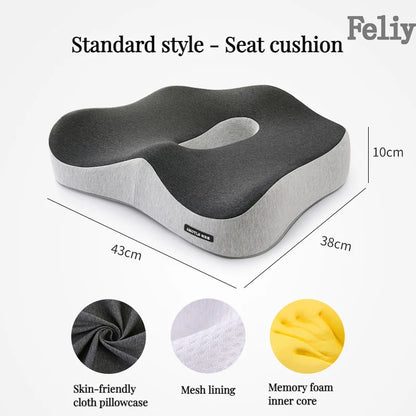 Memory Foam Office Chair Cushion Car Seat Support Waist Pillow Massage Lumbar Orthopedic Pillow Buttock Coccyx Cushion Back Pads - Wellness and Tech