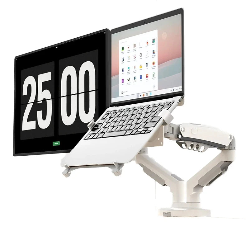 360 Degree Gas Spring Desktop Dual Arm for 17-27 inch monitor | 10-17 inch laptop