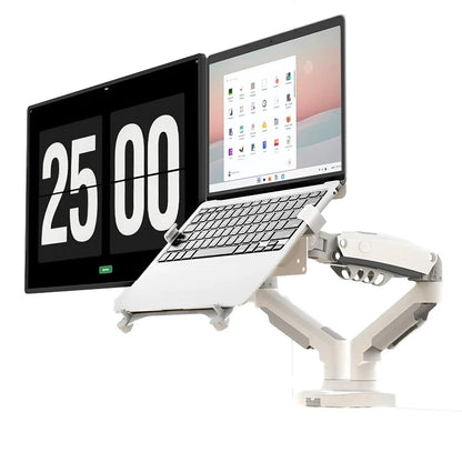 360 Degree Gas Spring Desktop Dual Arm for 17-27 inch monitor | 10-17 inch laptop