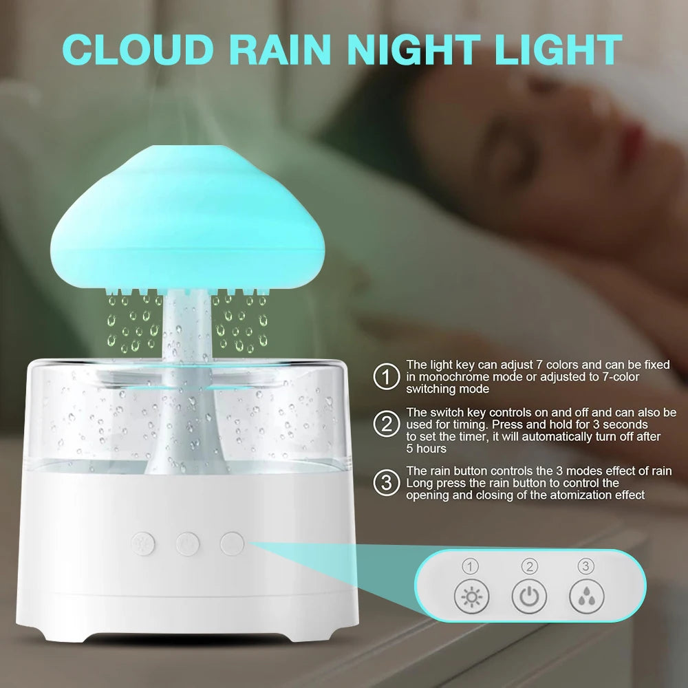 Cloud Raindrop Atmosphere Lamp Night Light | Essential Oil Small Aromatherapy Machine