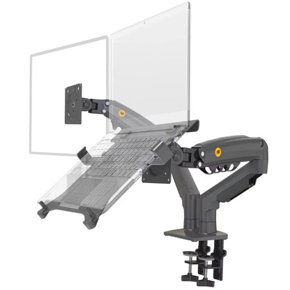 360 Degree Gas Spring Desktop Dual Arm for 17-27 inch monitor | 10-17 inch laptop