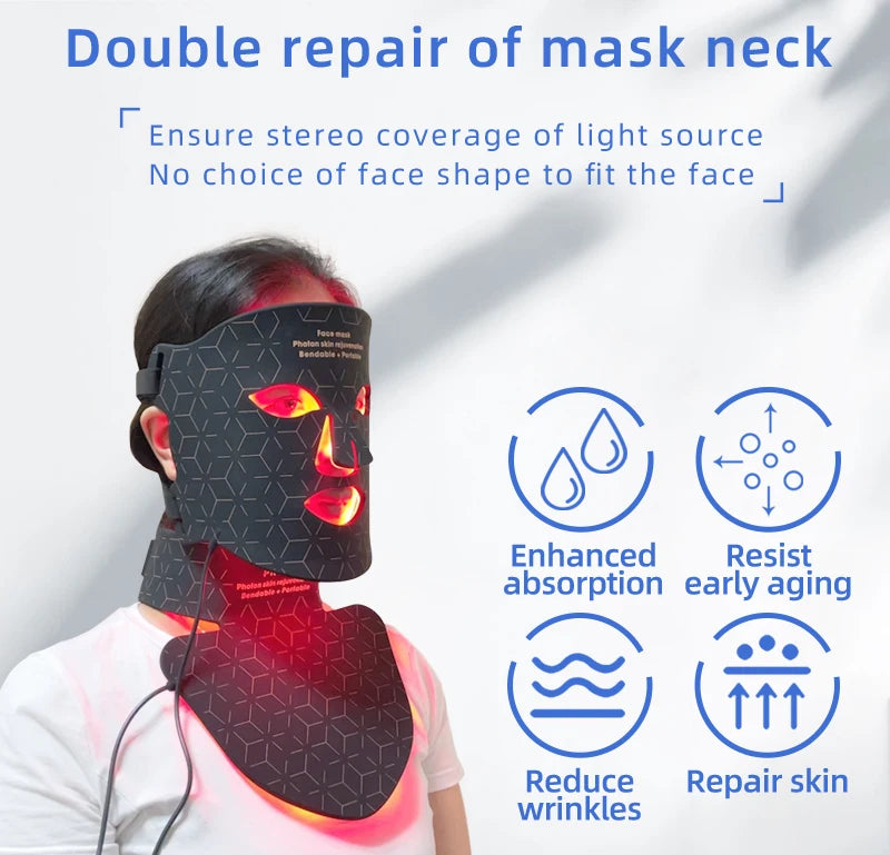 Silicone Infrared Red Light Therapy Face Mask for Skin Care Face Anti-aging - 4 Colours - Wellness and Tech
