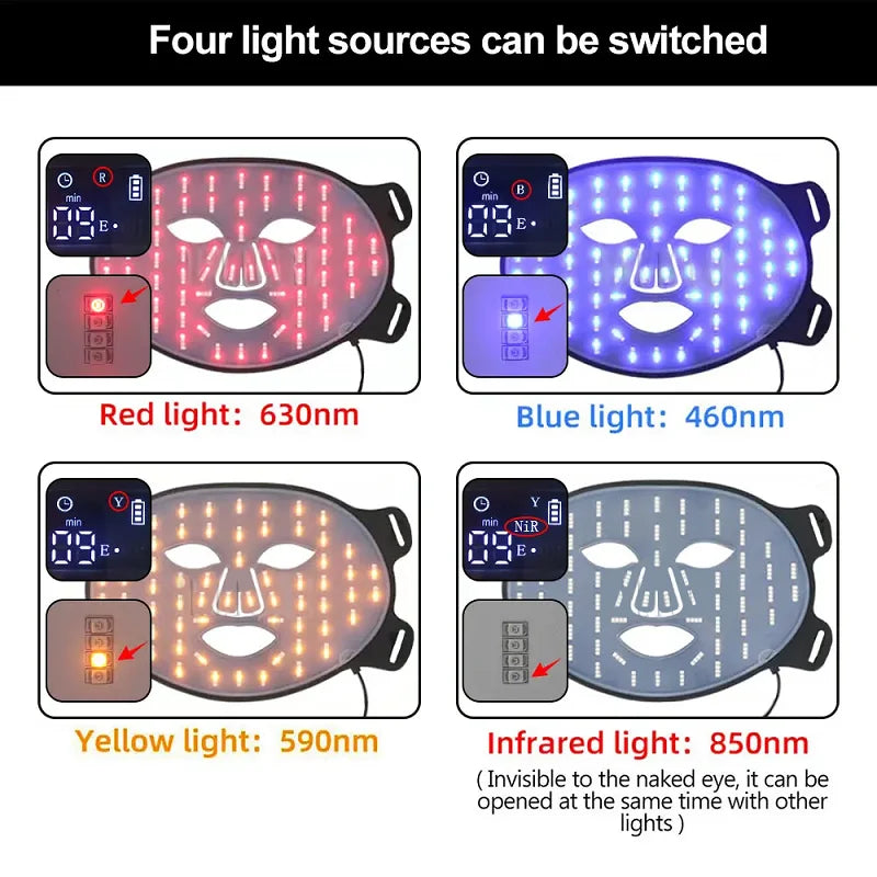 Silicone Infrared Red Light Therapy Face Mask for Skin Care Face Anti-aging - 4 Colours - Wellness and Tech
