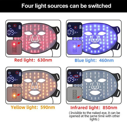 Silicone Infrared Red Light Therapy Face Mask for Skin Care Face Anti-aging - 4 Colours - Wellness and Tech
