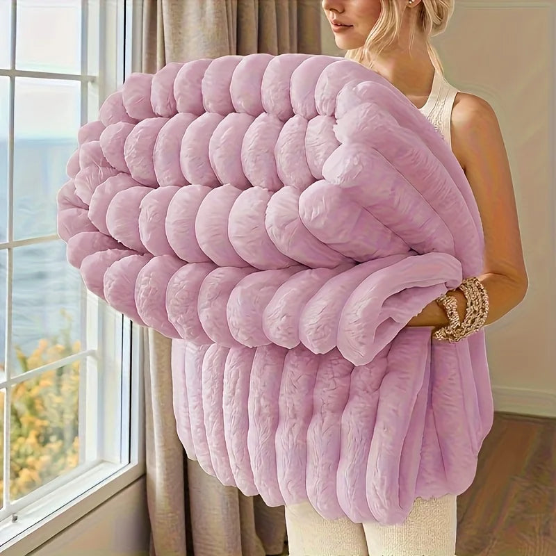 1 Pc ROSEKIND Blankets 3 Size for Bed, Soft & Warm Fleece Blanket