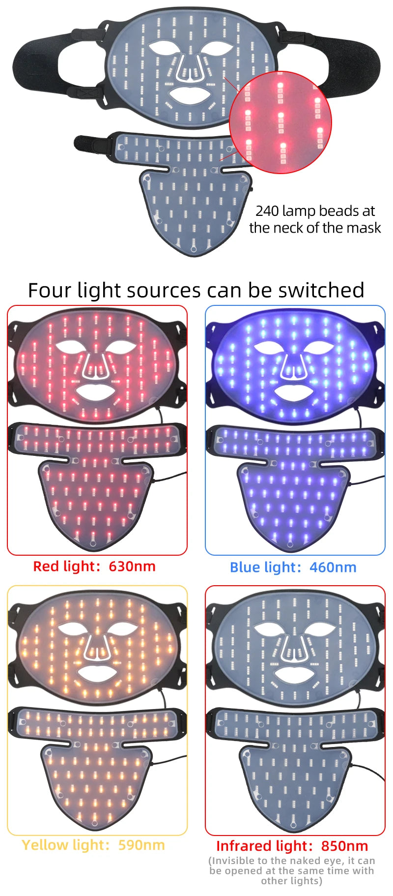 Silicone Infrared Red Light Therapy Face Mask for Skin Care Face Anti-aging - 4 Colours - Wellness and Tech