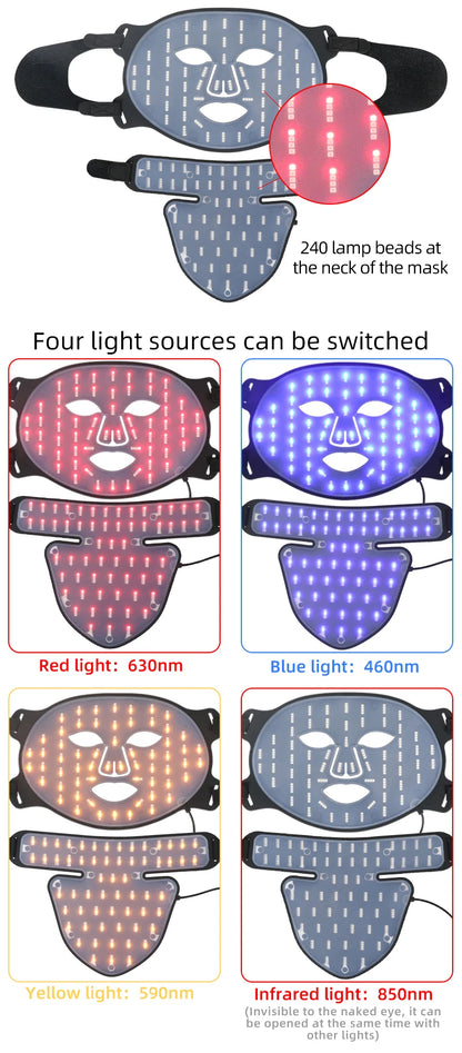 Silicone Infrared Red Light Therapy Face Mask for Skin Care Face Anti-aging - 4 Colours - Wellness and Tech