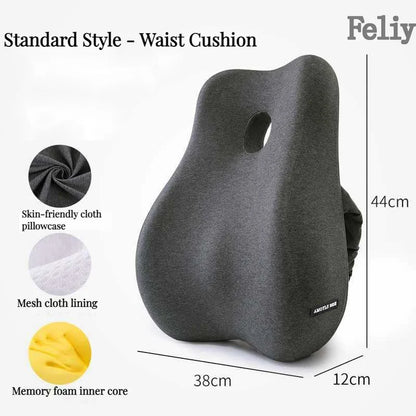 Memory Foam Office Chair Cushion Car Seat Support Waist Pillow Massage Lumbar Orthopedic Pillow Buttock Coccyx Cushion Back Pads - Wellness and Tech