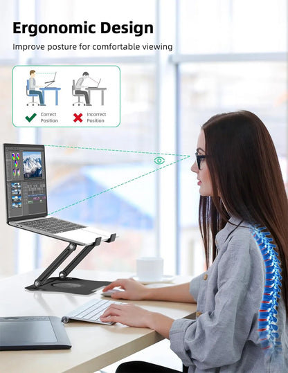 360° Metal Portable Laptop Tablet Stand Riser Bracket Adjustable Holder For Desk